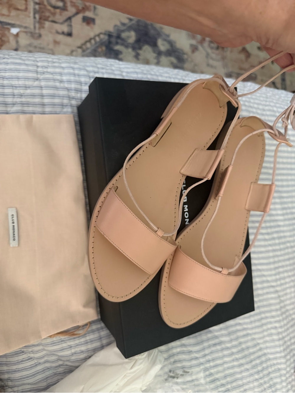 Club Monaco new in box  Pink Lace-Up Leather Sandals -